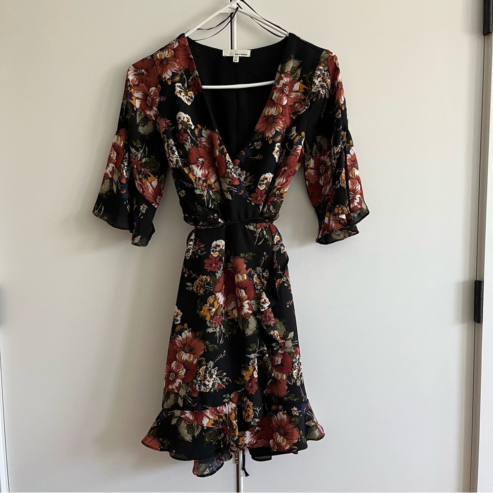 June & Hudson autumn floral wrap dress